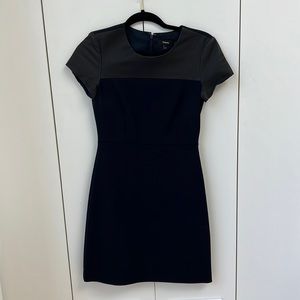 Theory leather and wool dress